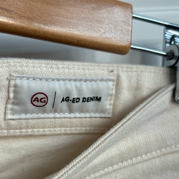 AG Jeans “ag-ed denim, ex-boyfriend slouchy slim” jeans in off-white, size 24. - Picture 9 of 12